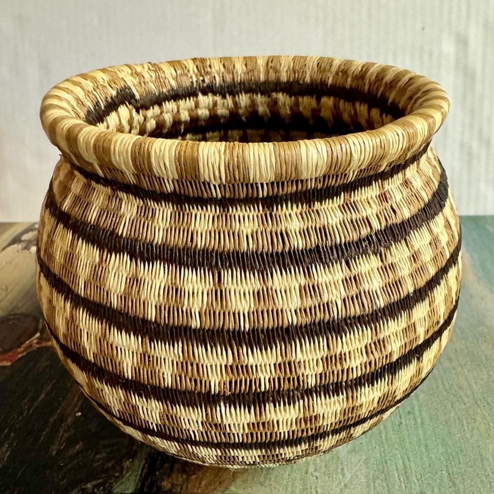 Vtg Wounaan Rainforest hand woven basket.Gorgeous craftsmanship.Folk Art